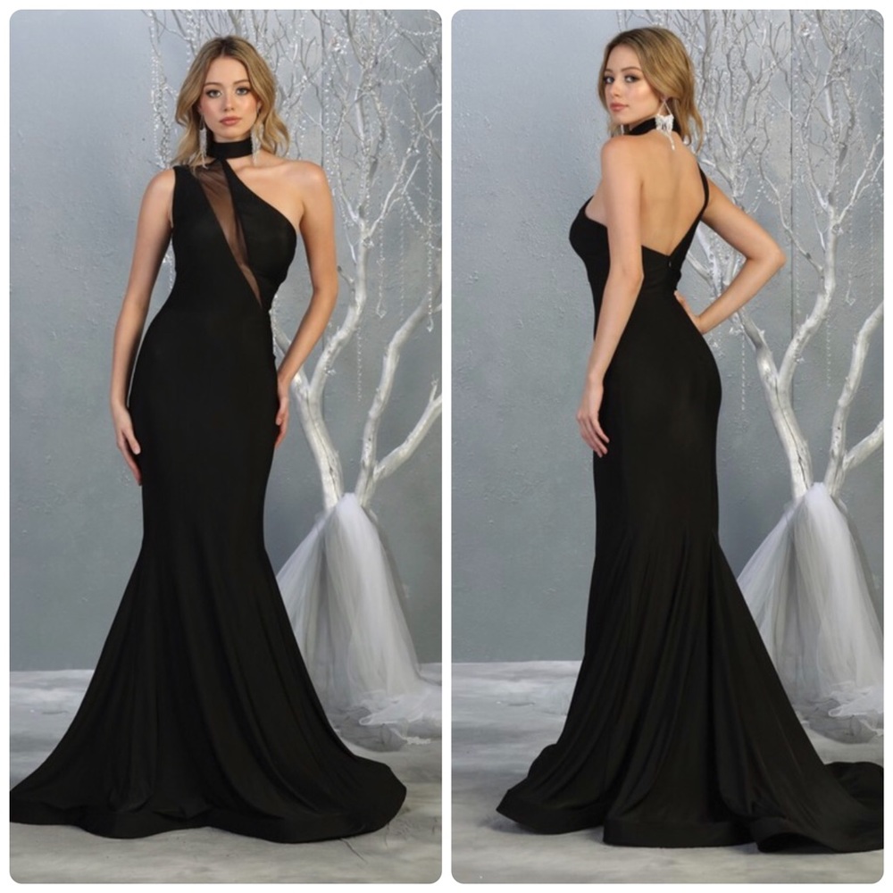 Black One Shoulder Prom Dress. Sizes 2- 16